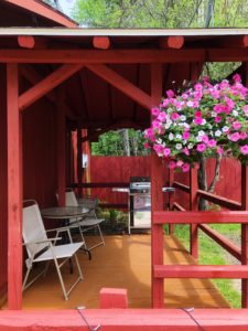 Motel room 6 patio at Twin Cedars Resort