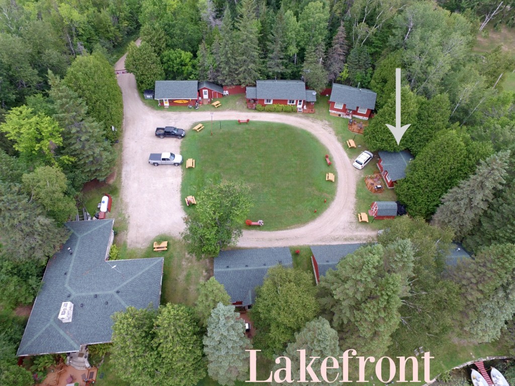 Twin Cedars Resort Trout Lake MI Cabin #4 aerial view