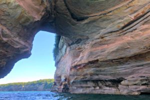 Pictured Rocks Kayaking into the arch for an awesome Michigan made adventure gift