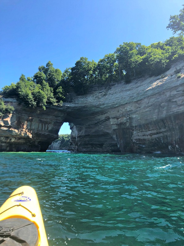 Pictured Rocks Kayaking towards the arch