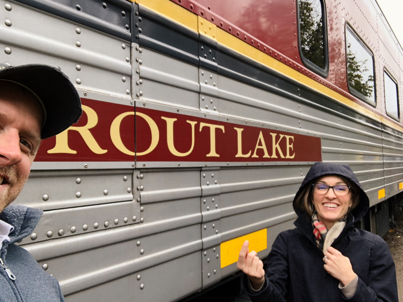 Agawa Canyon Train Car with Bob and Meghan