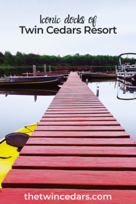 Docks on the lake at The Twin Cedars Resort